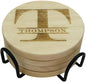 Personalized Monogram Coasters, Custom Engraved - Wooden Drink Coasters, Set of 4 - Great Gifts