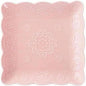 YBKTEX Ceramic Plate, Square Embossed Lace Plate by YBK+Tech