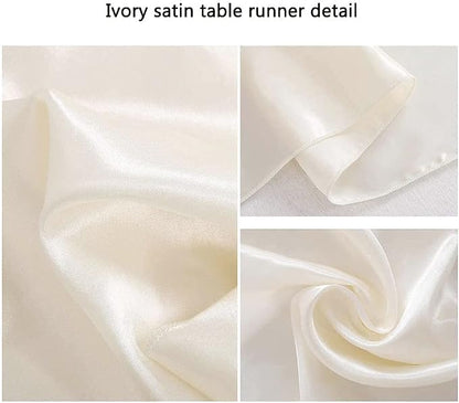 5 Pcs Ivory Satin Table Runners 12x108 inch Bright Satin Silk Fabric | Smooth - Image 2