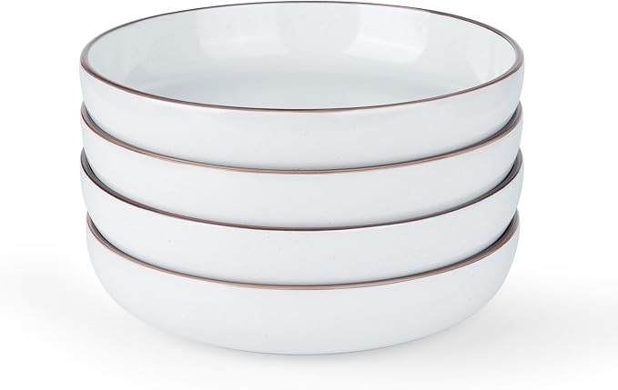 famiware Mercury Pasta Bowls Set of 4, 33 oz Large Salad Bowls, Lead-free and by Famiware