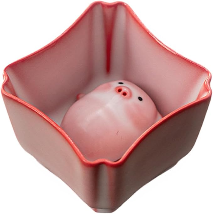 Ceramic Tea Cup and Piggy Miniature Figurine Traditional Porcelain Teacup - Image 7