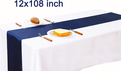 Satin Navy Blue Table Runner 12 x 108 Inches Pack of 10 Long Table Runner - Image 3