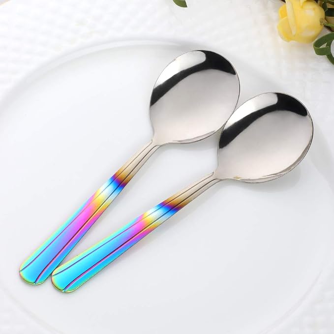 Bouillon Spoons Set of 12, 5.9 Inch Stainless Steel Soup Spoon, Metal Round - Image 6