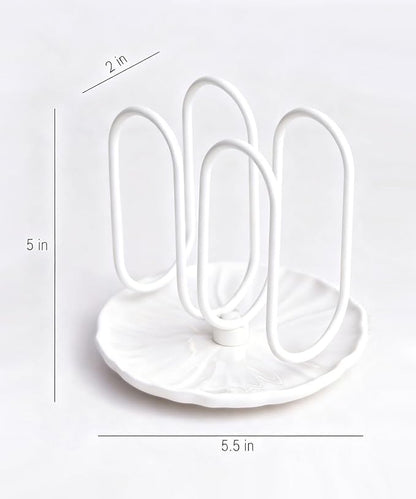 VROOMIUM Napkin Holder for Table, Effortless Cleaning Ceramic Base, 1 lb Weight, White Napkin Holders for Paper Napkins, Servilleteros para Mesas