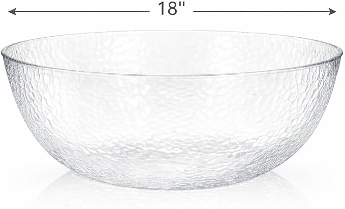 Lillian Collection Stunning Clear Plastic Round Hammered Bowl - Image 3