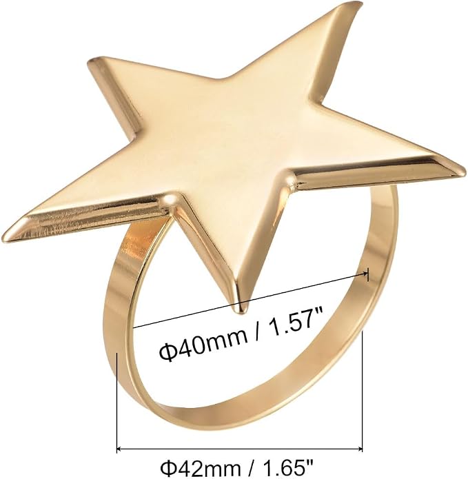 uxcell Metal Napkin Rings Set of 6, Star Napkin Ring Holder Buckle - Image 2