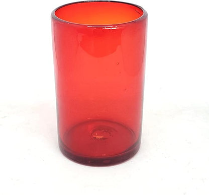 Solid Ruby Red 14 oz Drinking Glasses, Recycled Glass, Toxin-Free - Image 2