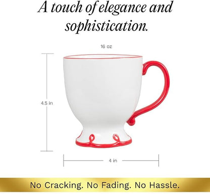 SANGO Splash of Cheers Large Mugs Set of 4, 16 oz Stoneware Red and White - Image 7