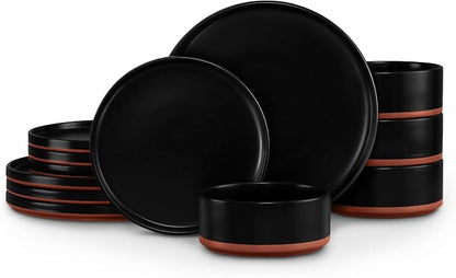 LIANYU 12 Pieces Porcelain Dinnerware Set, Dishes Set by LIANYU