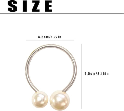 6 Pcs Silver Napkin Rings - Pearl Napkin Rings,Metal Napkin Ring for Table Settings Wedding Christmas Party Dinner Table