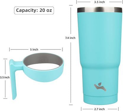 Konokyo 20 oz Tumbler with Handle and Straw, Insulated Travel Mug | Turquoise; - Image 4