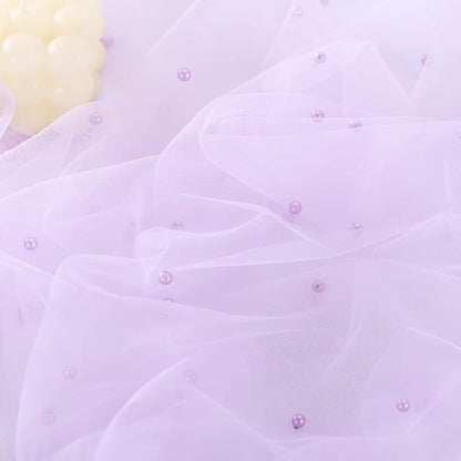 Pearl Table Runner Summer Tulle Gauze Sheer Wedding Party Home Decor | Lilac - Image 3