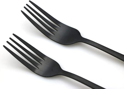 JASHII Modern Royal 20 Pcs Matte Black 18/10 Stainless Steel Utensils Cutlery Dinnerware Set w/ 4 Pcs Straw, Knife Fork and Spoon Flatware Set for Wedding Festival Christmas Party Service for 4
