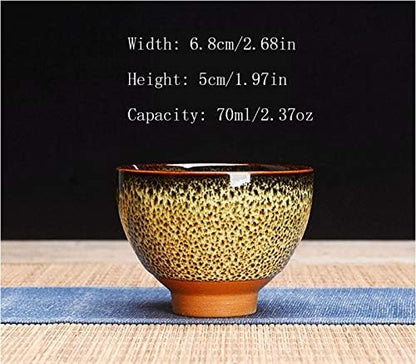 6pc Ceramic Kung Fu Tea Set, Japanese Tea Cup, Sake Cup, 2.1oz Capacity - Image 2