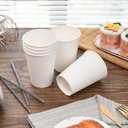 YEEHAW 12 oz 100 Pack White Disposable Paper Coffee Cups | - Image 5
