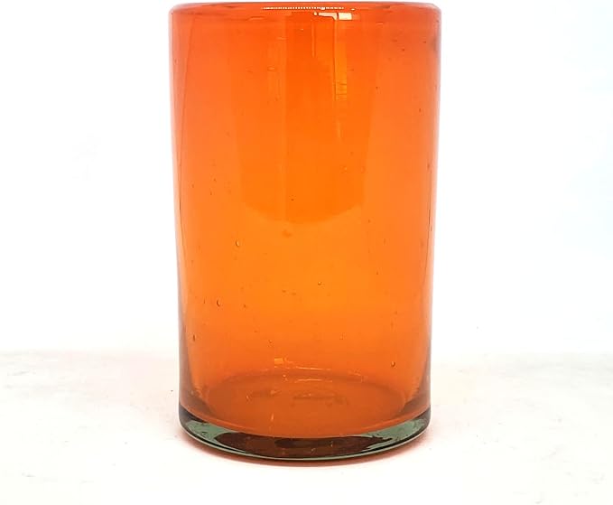 Solid Orange 14 oz Drinking Glasses, Recycled Glass, Toxin-Free - Image 3