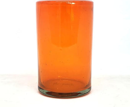 Solid Orange 14 oz Drinking Glasses, Recycled Glass, Toxin-Free - Image 3
