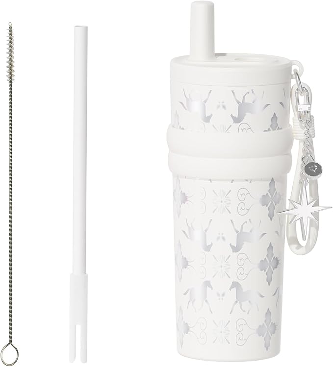 18.5 oz Thermo Cup with Straw, Car Cup with Horse Pattern, Vacuum Insulated by Unknown