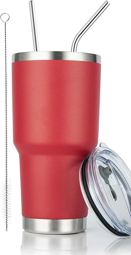 D·S 30oz Red Tumbler Double Wall Vacuum Insulated Travel Coffee Mug | Double by D%C2%B7STUMBLER