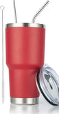 D·S 30oz Red Tumbler Double Wall Vacuum Insulated Travel Coffee Mug | Double by D%C2%B7STUMBLER