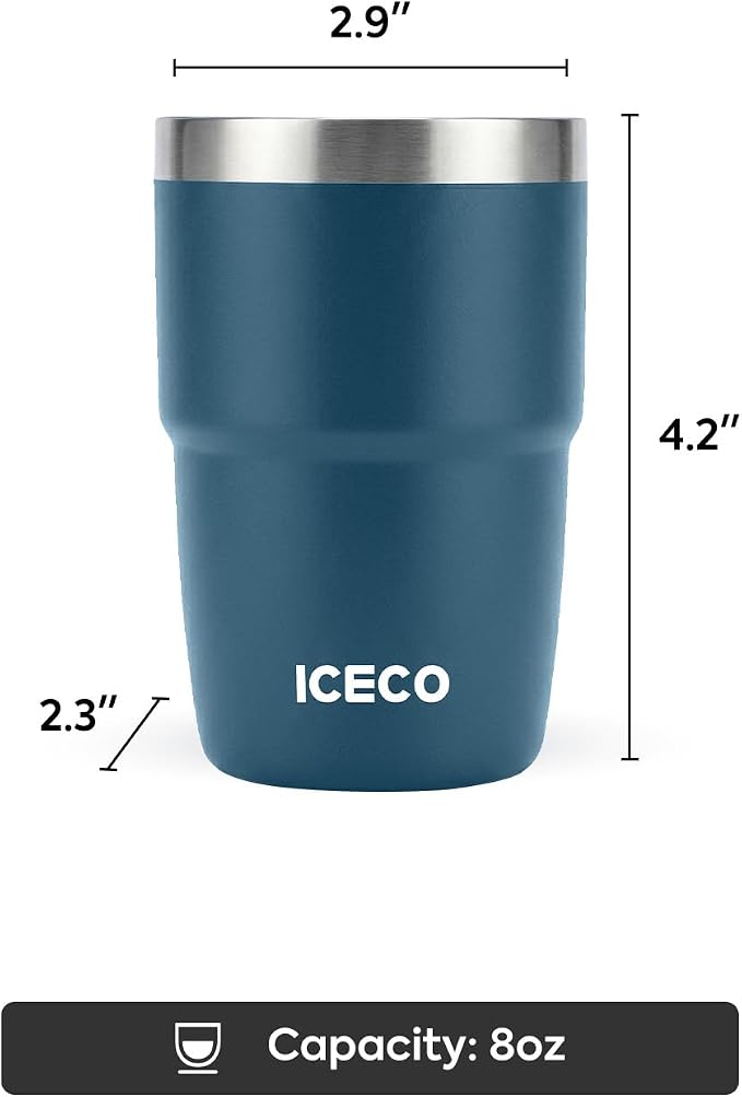 ICECO 8 oz Tumbler, Insulated Espresso Cup Set of 2, Stainless Steel Drinkware - Image 6