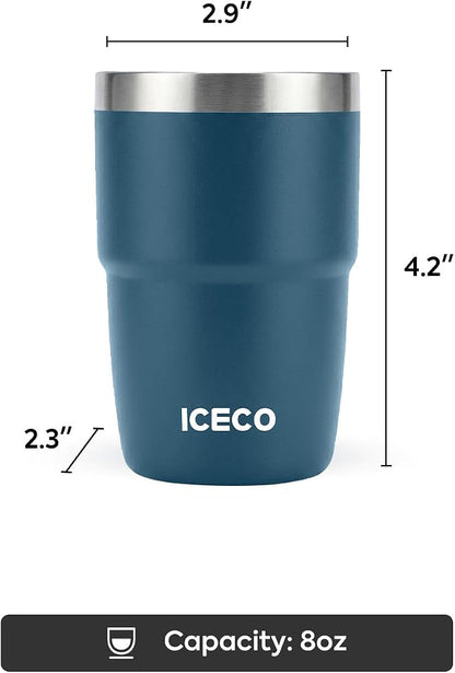 ICECO 8 oz Tumbler, Insulated Espresso Cup Set of 2, Stainless Steel Drinkware - Image 6