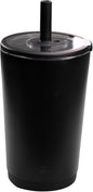 HydroJug Everyday Tumbler 14 oz – Ceramic-Lined Insulated Tumbler with Straw and Soft-Touch Lid, Cup Holder Friendly, Double-Wall Vacuum Insulation, Reusable Travel Cup – Black