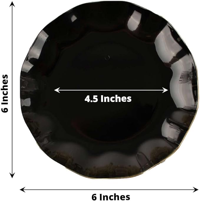 Efavormart 10 Pack | Black 6" Round Plastic Dessert Salad Plates, Disposable - Image 3