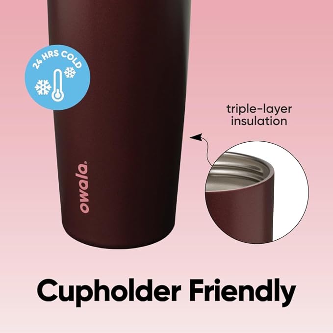 Owala FreeSip Sway Stainless Steel Water Bottle 30 oz Black Cherry - Image 4