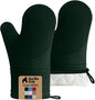 GORILLA GRIP BPA-Free Soft Silicone Oven Mitts, Heat Resistant and Waterproof Cooking Gloves, Thick Cotton Lining, Flexible Gripping for Baking Grilling, Kitchen Potholders Set, 12.5x8.3, Hunter Green