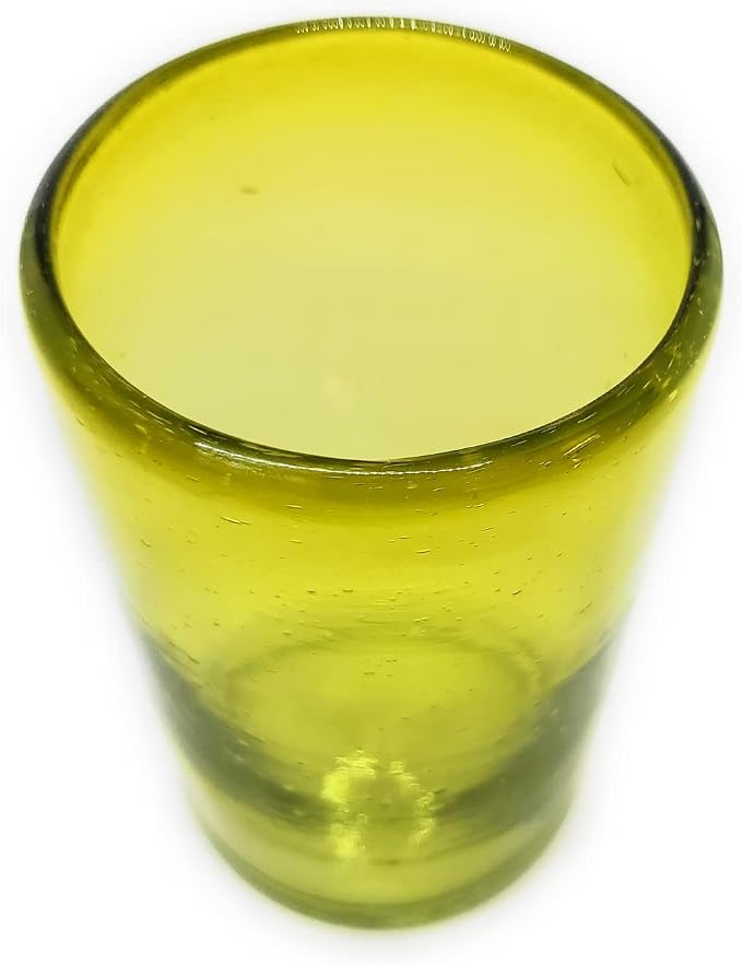 Solid Yellow 14 oz Drinking Glasses, Recycled Glass, Toxin-Free - Image 4