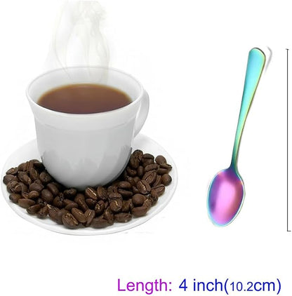 Demitasse Espresso Spoons, 4 Inches Stainless Steel Coffee Spoons（Rainbow) - Image 2
