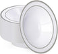 BESTVIP 50 Pack Plastic Bowls with Silver Rim, 12 oz Disposable Soup Bowls, Heavy-duty Dessert Salad Bowl for Party, Wedding, Christmas, Catering and Dinner