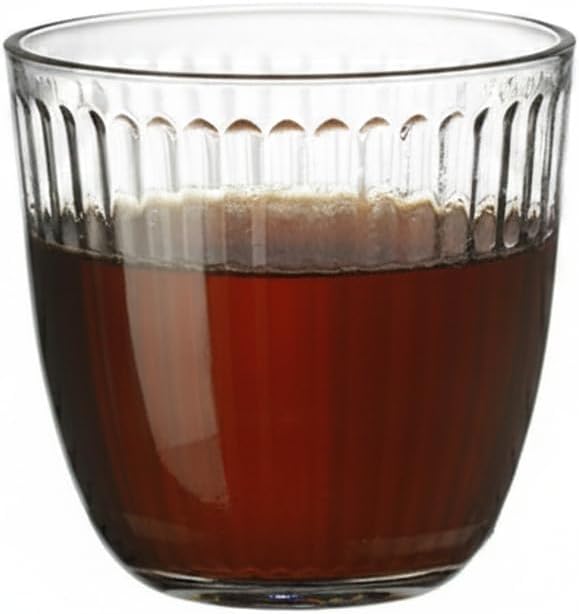 Handleless Glass Mug with Vertical Stripes by Unknown