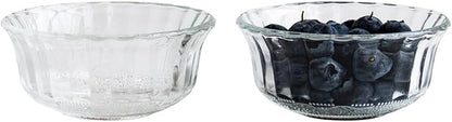 HillSpring Small Glass Bowls for Dessert, or Nuts, 4.5" Textured Bowls Set for by HillSpring
