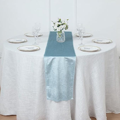 Balsa Circle 10 pcs 12x108-Inch Dusty Blue Premium Velvet Table Runners - Image 7