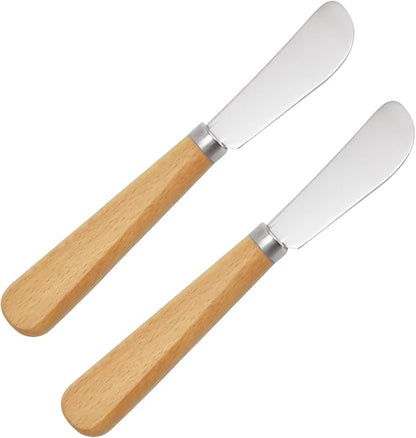 LacusMare Butter Knives Set of 2, Beechwood Handle, Durable Stainless Steel by Unknown