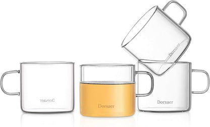 5oz Modern Glass Coffee & Tea Cups Set of 4 by Dorsaer