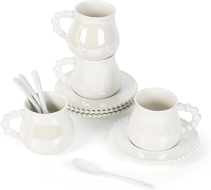 8 Ounce Cappuccino Cups Set of 4, Ceramic Coffee Cups by Ulable