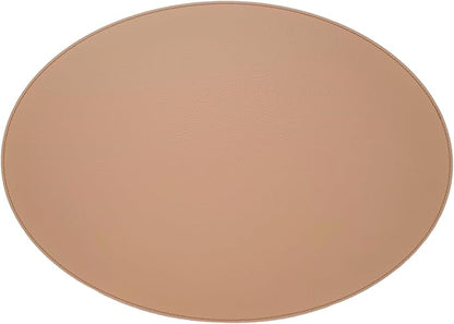 Nikalaz Oval Placemats Set (Pack of 4) Recycled Leather Table Mats 18 x 13 inches (45.7 x 33 centimetres), Kitchen Dining Table Decor by Nikalaz (Camel Light)