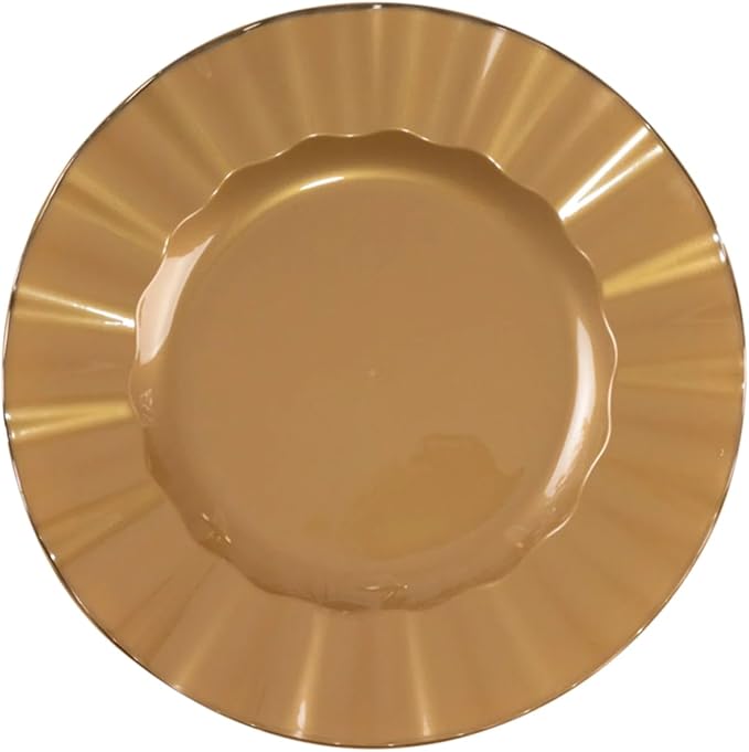Efavormart 10 Pack | Gold 9" Round Plastic Dessert Salad Plates, Disposable - Image 7