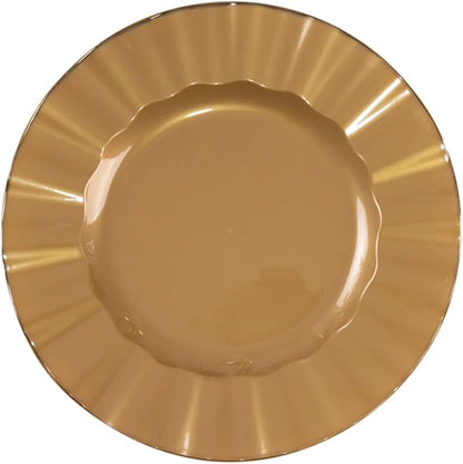 Efavormart 10 Pack | Gold 9" Round Plastic Dessert Salad Plates, Disposable - Image 7