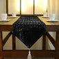 ShinyBeauty Table Runner 48 Inches Long Sequin Black Table Runner Small Sparkle by ShinyBeauty
