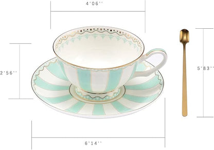Bone China Tea Cup Set with Saucer Spoon - Image 2