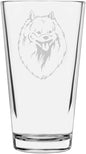 Japanese Spitz Custom Personalized Dog Themed Etched All Purpose 16oz Pint Glass