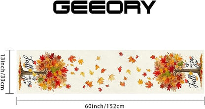 Fall Table Runner 13 x 60 Inch, Maple Leaves Autumn Farmhouse Decor - Image 2