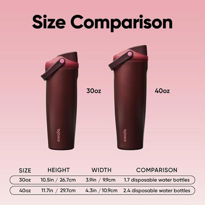 Owala FreeSip Sway Stainless Steel Water Bottle 30 oz Black Cherry - Image 7