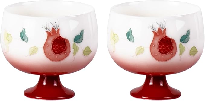 KAMMAK Tea Cup, 3oz Small Tea Cups Set of 2, Gradient Red Porcelain Tea Set by KAMMAK
