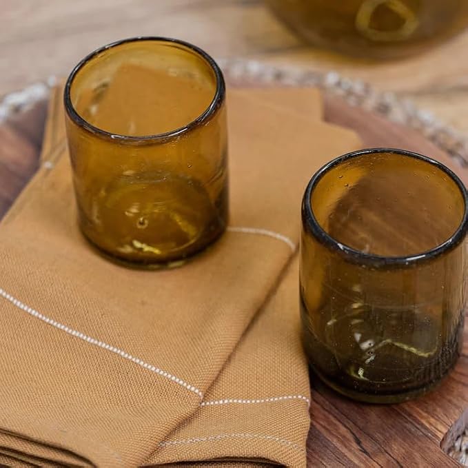Solid Amber 9 oz Short Tumblers, Recycled Glass, Toxin-Free - Image 3