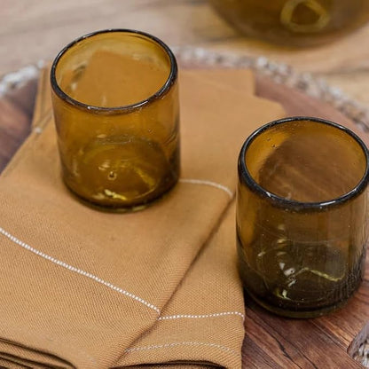 Solid Amber 9 oz Short Tumblers, Recycled Glass, Toxin-Free - Image 3